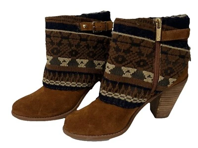 Jessica Simpson Cassley Bootie Boho Leather Fur Lined Side Zip Size 7.5 - Image 1 of 4