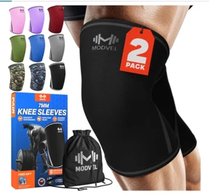 Modvel 7mm Neoprene Knee Sleeves Sz M, Red (Pair) - Picture 1 of 8