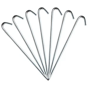 5/16x10 in Steel Hook Stakes Multipurpose Anchor Pegs Landscaping Tarps 100 Pack - Picture 1 of 4