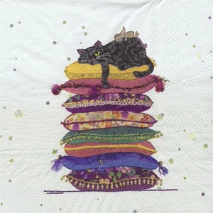 Serviettes en papier chat sur édredon J. CROWHTER. Napkins cat Jane CROWTHER - Imagen 1 de 1