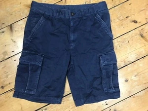 Mens Blue Cargo Pants Waist MEDIUM Workwear Shorts Used Army Pockets Shorts - Picture 1 of 4