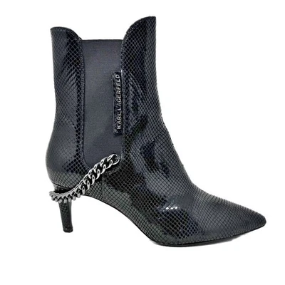Karl Lagerfeld Paris Bridgitte Ankle Boots Womens 8 M Snake-Embossed Leather - Image 1 of 4