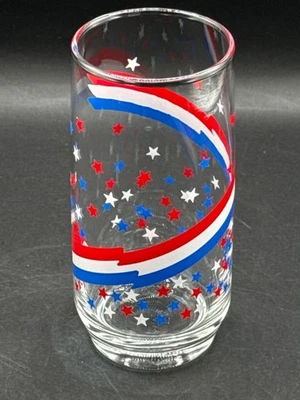 Libbey Red White & Blue Stars and Stripes Patriotic American Glass Tumbler - Image 1 of 3