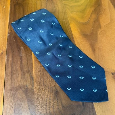 Corbata de seda Armani Collezioni azul marino geométrica de diseñador italiano ropa de hombre nueva sin etiquetas Foto 1 de 4