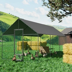 XXL Hühnerstall Freilaufgehege Hühnerstall aus Metall Enten&Kaninchen Nylon Netz - Bild 1 von 19