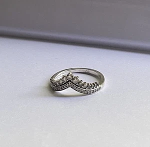 AUTHENTIC PANDORA RING CLASSIC SILVER PRINCESS WISHBONE  - Picture 1 of 6