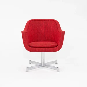 1970s Ward Bennett for Brickel Associates Bumper Swivel Armchair in Red Fabric - Picture 1 of 11