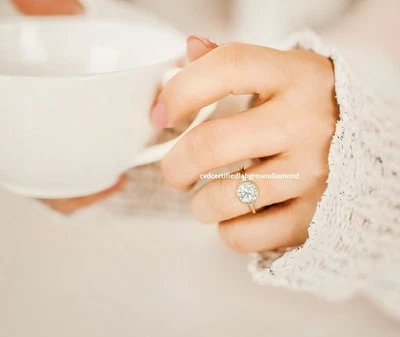 1.50 Round Lab Created Grown Diamond Ring IGI Certified E VS2 14 KT Gold - Image 1 of 4