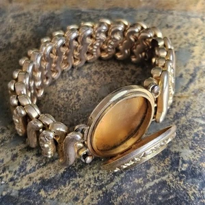 ANTICO D. F. BRIGGS Carmen Gold Filled SWEETHEART Medaglione Espansione Bracciale - Foto 1 di 23