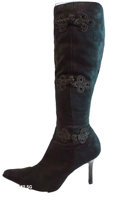 Botas altas para mujer Apt. 9 lazos de rana de gamuza sintética hasta la rodilla de aguja negros talla 10 Foto 1 de 4