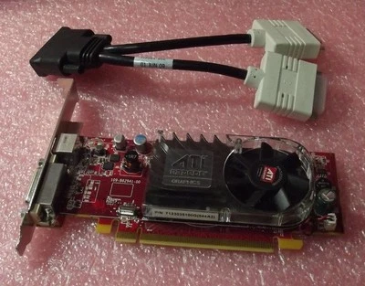 Working ATI RADEON HD 3450 PCIe 256MB DMS-59 Video Card 0X398D w/Dual DVI Cable - Image 1 of 4