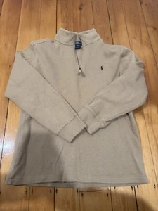 Polo By Ralph Lauren Beige 1/4 Zip Sweater Sz Youth Large 14-16 - Picture 1 of 8