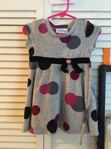 Youngland Baby Girls Dress Size 18 mos Gray Black Pink Polka Dot - Picture 1 of 5