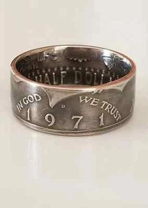1971 JFK Half Dollar Münzring | Kennedy Münzring | Münzschmuck | Unikat Geschenk - Bild 1 von 4