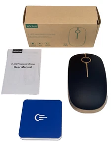 Jelly Comb Slim Wireless Mouse 2.4GHz USB Receiver Black & Silver Silent Click - Picture 1 of 6