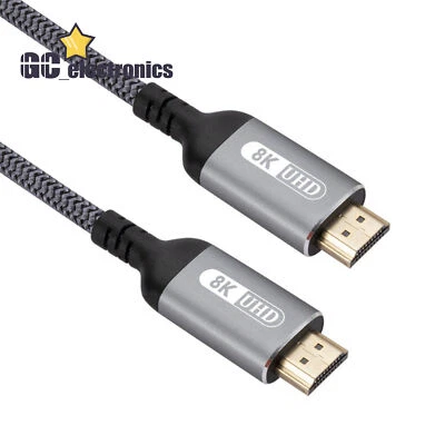 GCSUPERMARKET HDMI Cable 2.1 High Speed 8K@60Hz 48Gbps 4K UHD 3D Dynamic HDR Braided