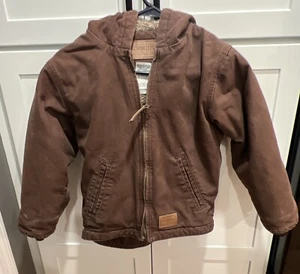 SCHMIDT Coat Winter Insulated YOUTH SMALL Reg. 6-8 Hooded Jacket Front Zip BROWN - Picture 1 of 10
