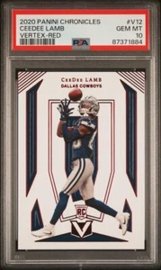 Panini Chronicles Vertex Red 060/199 2020 CeeDee Lamb PSA 10 GEM MT Rookie RC - Imagen 1 de 3