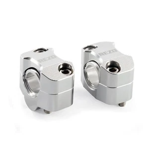 REZO Aluminium 22mm-28.6mm Handlebar Risers Silver for Suzuki GSX 1400 01-07 - Picture 1 of 3