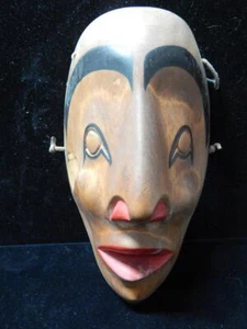 VINTAGE NW COAST SALISH INDIAN ALDER WOLF TRANSFORMATION MASK - V. MOON - Picture 1 of 8