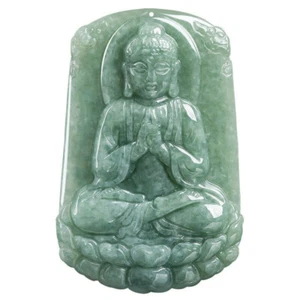 Certified Natural Grade A Jade Ice Jadeite Da Ri Tathagata Buddha Statue Pendant - Picture 1 of 14