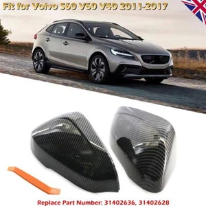 For Volvo S60 V60 V40 2011-2017 Carbon Fiber Add-on Side View Mirror Cover Caps - Picture 1 of 6