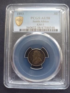 South Africa : 3 pence 1893 ; PCGS : AU 58 - Picture 1 of 2