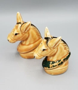 Salt & Pepper Shakers Japan Horse/Donkey Heads Ceramic 2 1/2 Inches Tall - Picture 1 of 5
