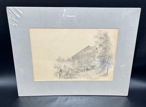 ThriftCHI ~ Thomas Bancroft Art Sketch Landscape Barn Scene - Picture 1 of 7