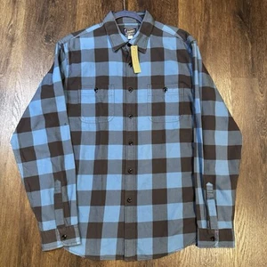 J. Camisa de algodón de manga larga Crew para hombre talla grande azul/marrón para deportistas - Imagen 1 de 8