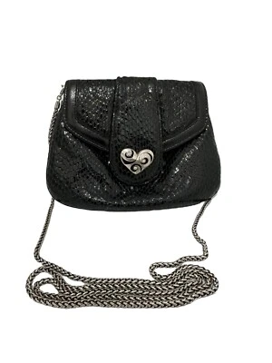 Bolso de mano para mujer Brighton bandolera estampado de serpiente correa de cadena corazón cartera negro Foto 1 de 4