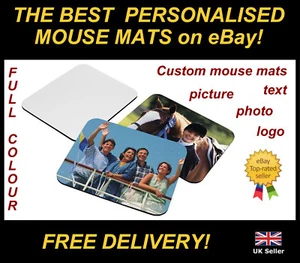 PERSONALISED MOUSE MAT GIFT UR PHOTOS / DESIGNS PRINTED FREE POSTAGE - Afbeelding 1 van 6