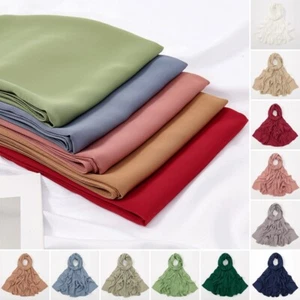 Neu Seide Chiffon Hijab Schal Frauen Muslim Tücher Kopftuch Halstücher Islamisch Turban - Bild 1 von 22