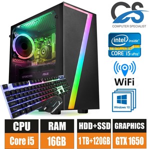 Gaming PC Computer Bundle Intel Quad Core i5 16GB 1TB 120GB 4GB GTX1650 Win 10