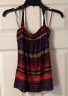 THE LIMITED XS ORANGE PURPLE SCRUNCHED STRETCH BACK HALTER TANK TOP EUC