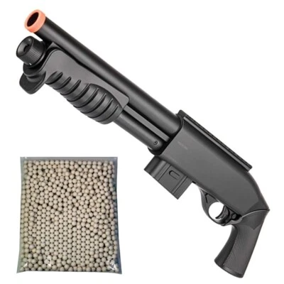 DOUBLE EAGLE M401 Airsoft Shotgun Pump Action Spring Powered 400 FPS w/ 1000 6mm 0.12G BBs