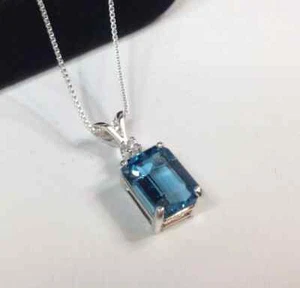 Glänzend Blau Topas Edelstein 925 Sterling Silber Handgemacht Hängeleuchte - Bild 1 von 5