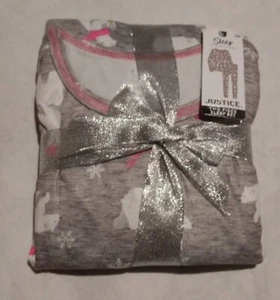 NWT Justice Girls Polar Bear Print Winter Pajamas PJs 2PC Set - Picture 1 of 2