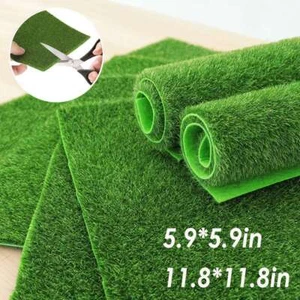 1/2/4Pcs Artificial Grass Turf Tiles for DIY Crafts Green Square Mats 12inch 6in - Picture 1 of 14