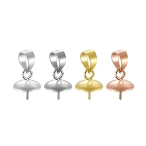Broche de fianza colgante de plata esterlina con pasador de copa de perlas/cuentas A2705 - Imagen 1 de 24