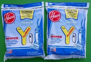  Genuine Hoover Y Allergen Filtration Bags WindTunnel 2 pks. 3 per pack 4010100Y - Picture 1 of 3