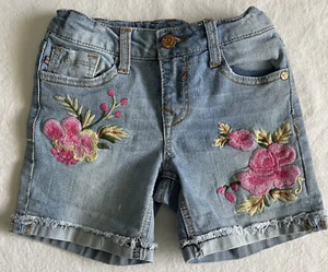 Vigoss Embroidered Girls Denim Jean Shorts Size 8 Adjustable Waist Band - Picture 1 of 23