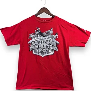 Justice League Battle for Metropolis 4D Youth T-Shirt XL Red Six Flags St Louis - Picture 1 of 7