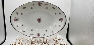 Vintage 11" Oval Glass Serving Bowl Rose Chintz By Meito Japan  - Picture 1 of 12