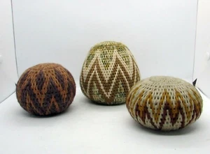 3 Yarn Covered Vessels -Differing Shapes/Colors - Intricate Weavings - Picture 1 of 9