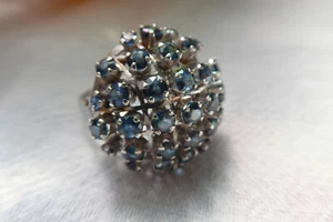 LARGE Antique 14k Natural Blue sparkly Sapphire DOME Harem  Ring Size 7.5 w/appr - Picture 1 of 13