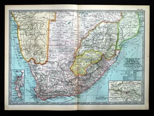 1897 Century Map South Africa Cape Colony Natal Cape Town Johannesburg Swaziland - Picture 1 of 4