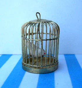 DOLLS HOUSE, BIRDCAGE, 16TH, WHITE BIRD, BRASS, VINTAGE, UNIQUE, SALE - Picture 1 of 7
