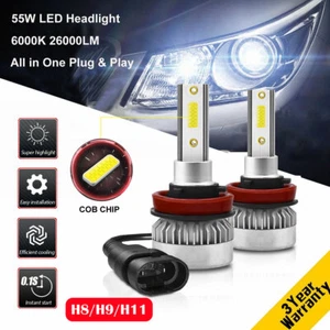 2 Pieces Mini H8 H9 H11 55W 26000LM Car LED Headlight Bulb Kit Xenon White 6000K - Picture 1 of 12