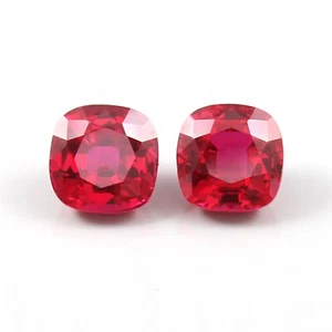 8x8 MM - AAA Premium Quality Mozambique Ruby Cushion Loose Gemstone Cut Pair - Picture 1 of 4